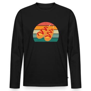 Butcher Fleischer Wurst rind Fleischerei Fleischerei Fleisch - Men's Premium Organic Long Sleeve Shirt - black - Front - Nico (187cm)