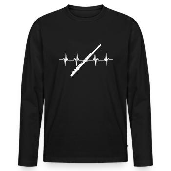 Flute Recorder Flutist Flute Player Flute - Men's Premium Organic Long Sleeve Shirt - black - Front - Nico (187cm)