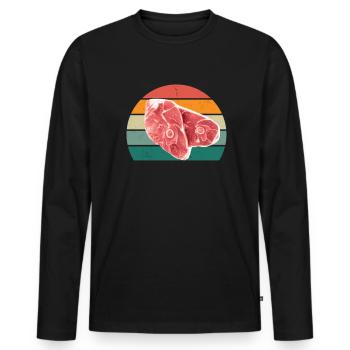 Butcher Fleischer Wurst rind Fleischerei Fleischerei Fleisch - Men's Premium Organic Long Sleeve Shirt - black - Front - Nico (187cm)