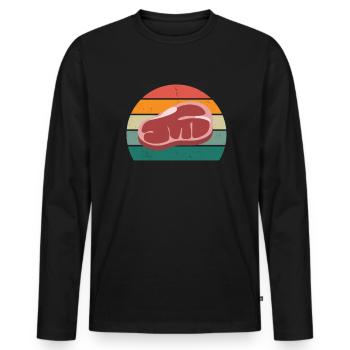 Butcher Fleischer Wurst rind Fleischerei Fleischerei Fleisch - Men's Premium Organic Long Sleeve Shirt - black - Front - Nico (187cm)