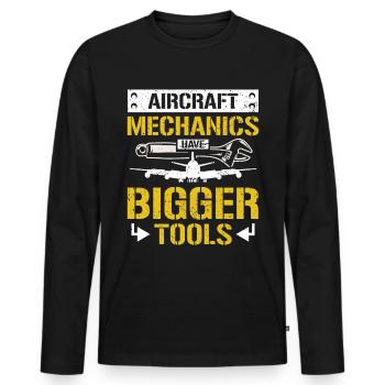 Les mécaniciens d’aéronefs ont des outils plus gros - T-shirt manches longues Premium bio Homme - noir - Devant - Nico (187cm)
