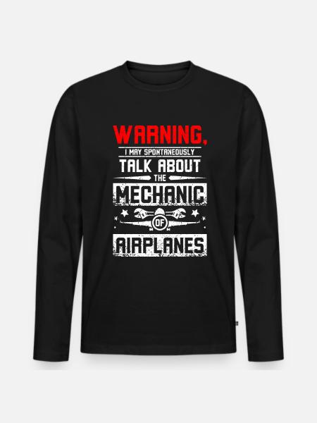 Parlez du mécanicien d’avions - T-shirt manches longues Premium bio Homme - noir
