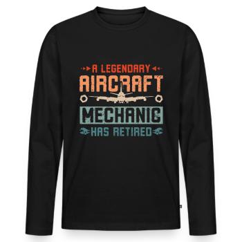 Un mécanicien d’avion légendaire a pris sa retraite - T-shirt manches longues Premium bio Homme - noir - Devant - Nico (187cm)