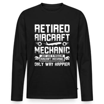 Mécanicien d’aéronefs à la retraite - T-shirt manches longues Premium bio Homme - noir - Devant - Nico (187cm)