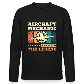 Aircraft mechanic the man the myth the legend - Men's Premium Organic Long Sleeve Shirt - black - Front - Nico (187cm)
