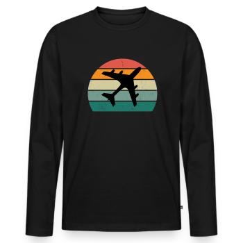 Airplanes Flying Pilot Pilot Airport - Men's Premium Organic Long Sleeve Shirt - black - Front - Nico (187cm)