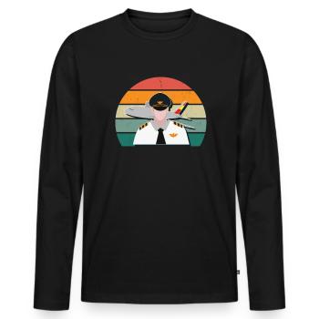 Airplanes Flying Pilot Pilot Airport - Men's Premium Organic Long Sleeve Shirt - black - Front - Nico (187cm)