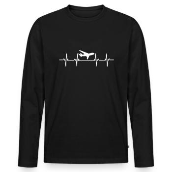 Airplanes Flying Pilot Pilot Airport - Men's Premium Organic Long Sleeve Shirt - black - Front - Nico (187cm)