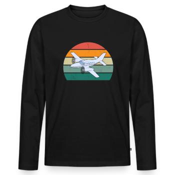 Airplanes Flying Pilot Pilot Airport - Men's Premium Organic Long Sleeve Shirt - black - Front - Nico (187cm)