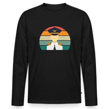 Airplanes Flying Pilot Pilot Airport - Men's Premium Organic Long Sleeve Shirt - black - Front - Nico (187cm)