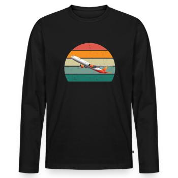 Airplanes Flying Pilot Pilot Airport - Men's Premium Organic Long Sleeve Shirt - black - Front - Nico (187cm)