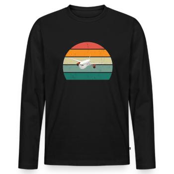Airplanes Flying Pilot Pilot Airport - Men's Premium Organic Long Sleeve Shirt - black - Front - Nico (187cm)