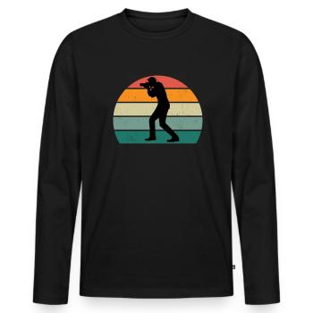 Foto Fotos Fotografin Fokus Fokussieren Fotograf - Männer Premium Bio Langarmshirt - Schwarz - Vorne - Nico (187cm)
