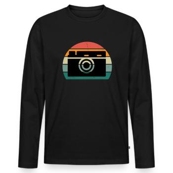 Foto Fotos Fotografin Fokus Fokussieren Fotograf - Männer Premium Bio Langarmshirt - Schwarz - Vorne - Nico (187cm)