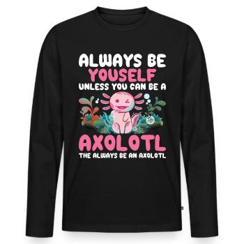 Axolotl Amphibie Lurch Salamander - Männer Premium Bio Langarmshirt - Schwarz - Vorne - Nico (187cm)