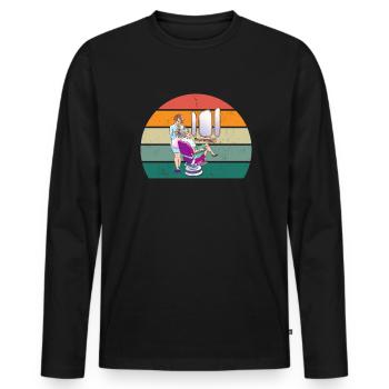 Haare schneiden Friseuse Frisörin Schere Fön Haar - Männer Premium Bio Langarmshirt - Schwarz - Vorne - Nico (187cm)