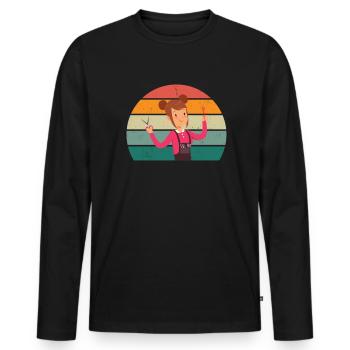 Haare schneiden Friseuse Frisörin Schere Fön Haar - Männer Premium Bio Langarmshirt - Schwarz - Vorne - Nico (187cm)