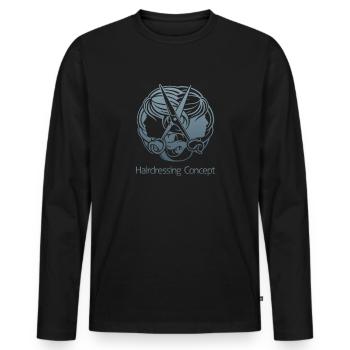 Haare schneiden Friseuse Frisörin Schere Fön Haar - Männer Premium Bio Langarmshirt - Schwarz - Vorne - Nico (187cm)