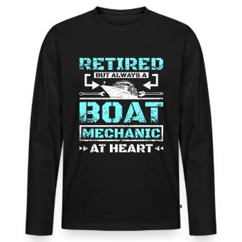 Retired but always a boat mechanic at heart - Männer Premium Bio Langarmshirt - Schwarz - Vorne - Nico (187cm)