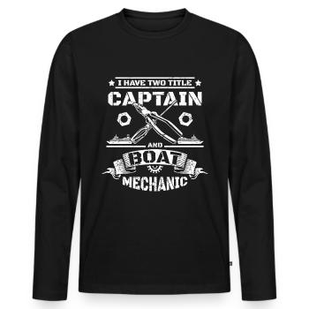 Captain and boat mechanic - Men's Premium Organic Long Sleeve Shirt - black - Front - Nico (187cm)