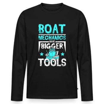 Boat mechanics have bigger tools - Men's Premium Organic Long Sleeve Shirt - black - Front - Nico (187cm)