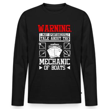 Talk about boat mecanic - Männer Premium Bio Langarmshirt - Schwarz - Vorne - Nico (187cm)