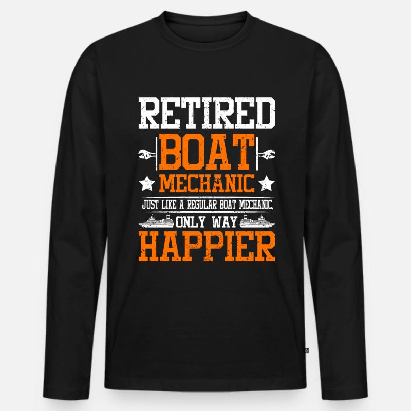 Retired boat mechanic - Männer Premium Bio Langarmshirt - Schwarz