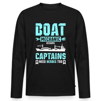 Boat mechanic because captains need heroes too - Männer Premium Bio Langarmshirt - Schwarz - Vorne - Nico (187cm)