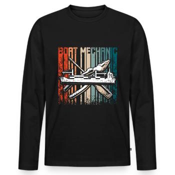 Retro Vintage boat mechanic - Men's Premium Organic Long Sleeve Shirt - black - Front - Nico (187cm)