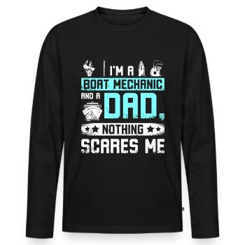Mécanicien de bateau et père papa - T-shirt manches longues Premium bio Homme - noir - Devant - Nico (187cm)