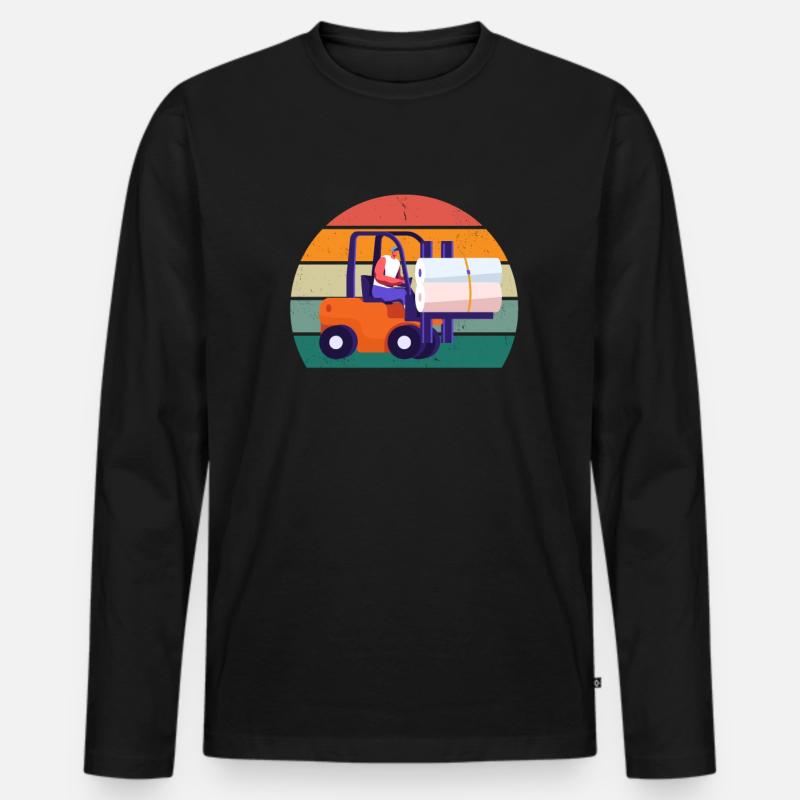 Gabelstaplerfahrer Gabelstaplerin Gabelstapler - Männer Premium Bio Langarmshirt - Schwarz