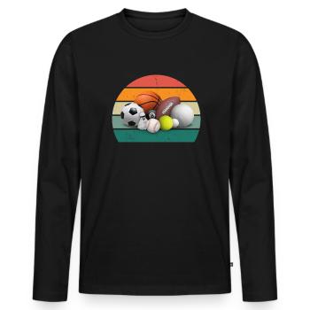 footballeur joueur de ballon joueur joueur de football - T-shirt manches longues Premium bio Homme - noir - Devant - Nico (187cm)