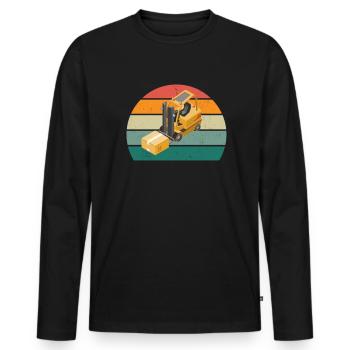 Conducteur de chariot élévateur Chariot élévateur à fourche - T-shirt manches longues Premium bio Homme - noir - Devant - Nico (187cm)
