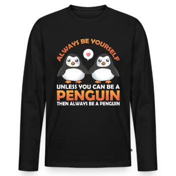 Penguin Penguin Penguin Penguin Lovers - Men's Premium Organic Long Sleeve Shirt - black - Front - Nico (187cm)