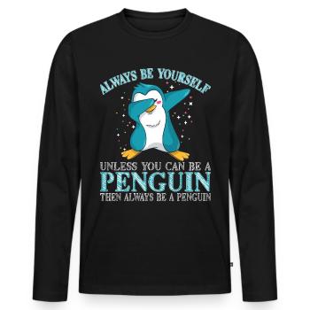 Penguin Penguin Penguin Penguin Lovers - Men's Premium Organic Long Sleeve Shirt - black - Front - Nico (187cm)