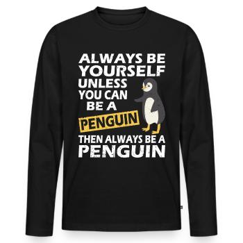 Penguin Penguin Penguin Penguin Lovers - Men's Premium Organic Long Sleeve Shirt - black - Front - Nico (187cm)