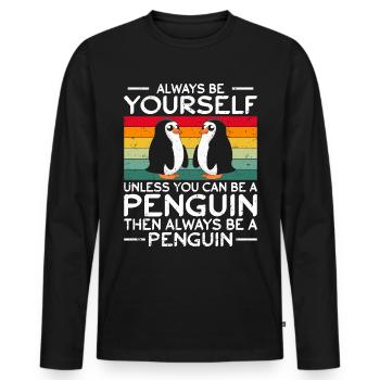 Penguin Penguin Penguin Penguin Lovers - Men's Premium Organic Long Sleeve Shirt - black - Front - Nico (187cm)