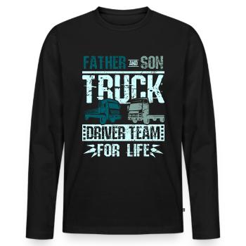 Father and son truck driver team - Männer Premium Bio Langarmshirt - Schwarz - Vorne - Nico (187cm)