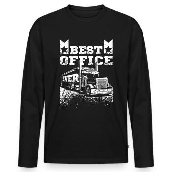 Driving trucks best office ever - Männer Premium Bio Langarmshirt - Schwarz - Vorne - Nico (187cm)