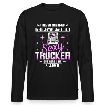 Sexy trucker - Männer Premium Bio Langarmshirt - Schwarz - Vorne - Nico (187cm)