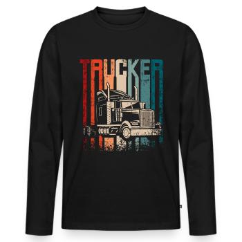 Retro Vintage Trucker - Männer Premium Bio Langarmshirt - Schwarz - Vorne - Nico (187cm)