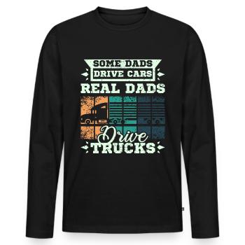 Dads drive trucks - Männer Premium Bio Langarmshirt - Schwarz - Vorne - Nico (187cm)