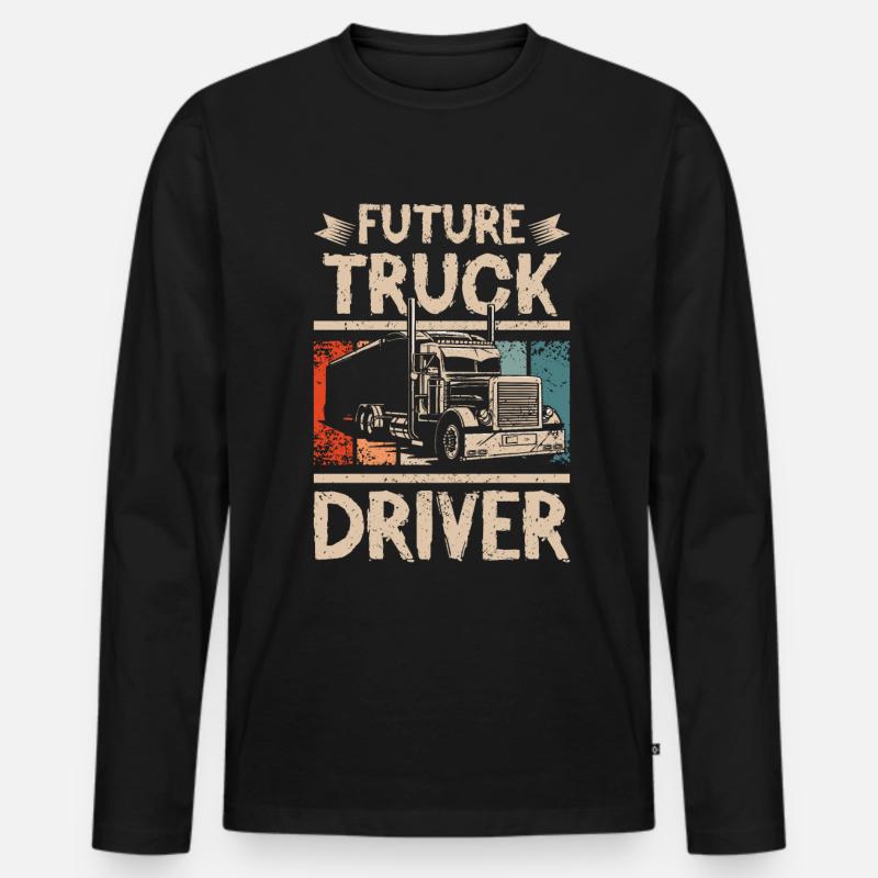 Future truck driver - Männer Premium Bio Langarmshirt - Schwarz