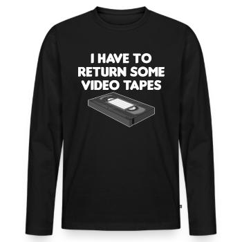 Videokassette Tape Neunziger Geschenk - Männer Premium Bio Langarmshirt - Schwarz - Vorne - Nico (187cm)