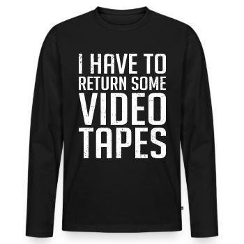 Videokassette Tape Neunziger Geschenk - Männer Premium Bio Langarmshirt - Schwarz - Vorne - Nico (187cm)