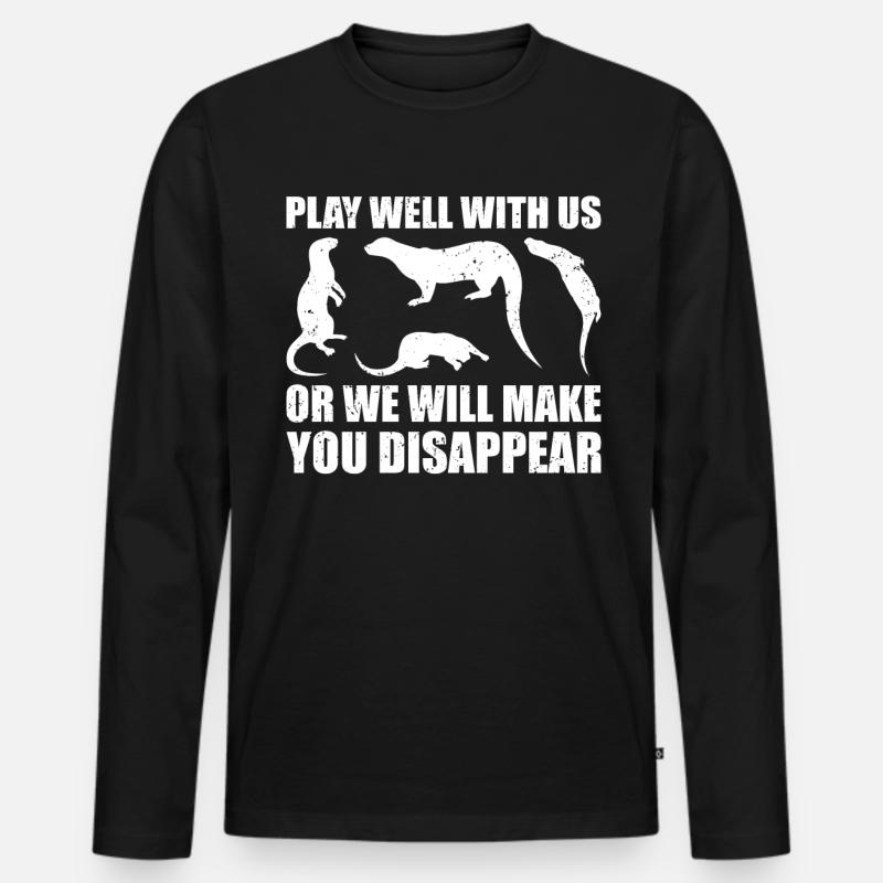 Otter Wassermarder Marder - Männer Premium Bio Langarmshirt - Schwarz