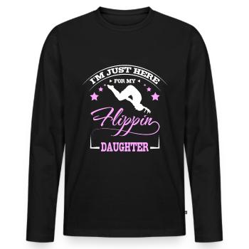 Je suis ici pour mon daugther de gymnastique flippin - T-shirt manches longues Premium bio Homme - noir - Devant - Nico (187cm)