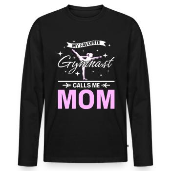 Ma gymnaste préférée m’appelle maman - T-shirt manches longues Premium bio Homme - noir - Devant - Nico (187cm)