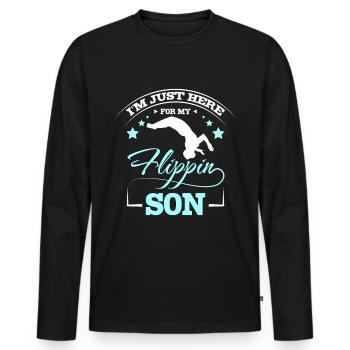 Je suis ici pour mon fils de gymnastique flippin - T-shirt manches longues Premium bio Homme - noir - Devant - Nico (187cm)