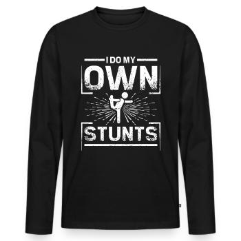 Je fais mes propres cascades de gymnastique - T-shirt manches longues Premium bio Homme - noir - Devant - Nico (187cm)